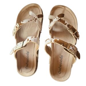 Outwoods Women’s Animal Print Buckle Sandals Toe Loop Size 8 Boho